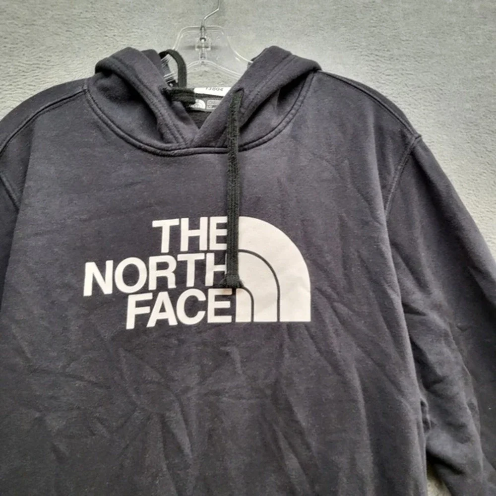 The North Face Men‎ Sweatshirt Large Black Logo Hoodie Fleece Pullover